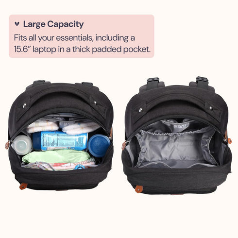 Backpack BabbleRoo Diaper Bag - Travel Large Baby Diaper Bag with Changing pad, Waterproof Baby Bags for Mom & Dad