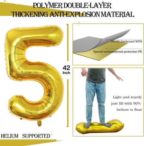 GOER Number 50 Balloons for 50th Birthday Party Decorations, 42 Inch Jumbo Foil Helium Balloons (Gold)