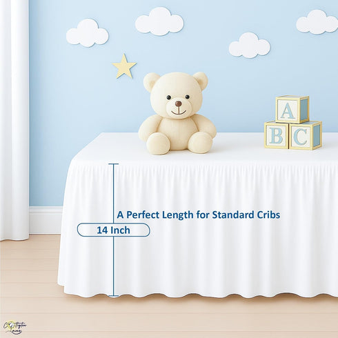 100% 28" 52" 14" Cottington Lane White Infrant Crib Bed Skirt Dust Ruffle with Split Corner, Natural Cotton Nursery