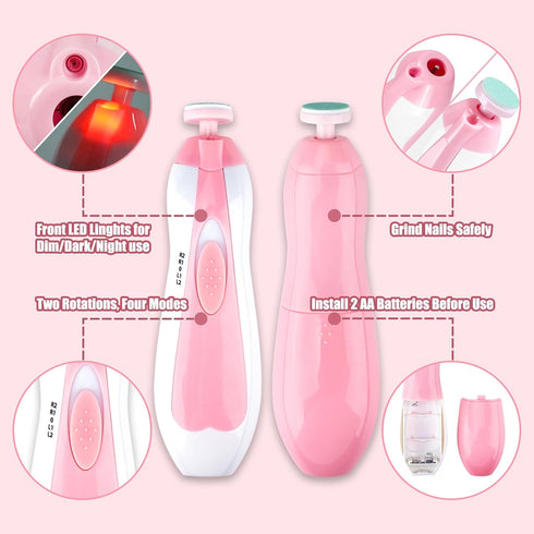 Baby Nail Trimmer Electric - 12 in 1 Baby Nail Clippers Kit with Clipper, Scissor, Tweezers, Nail Files