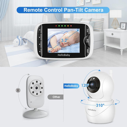 HelloBaby (HB66pro) Monitor with Camera and Audio, IPS Screen LCD Display Video Baby Monitor No WiFi Infrared Night