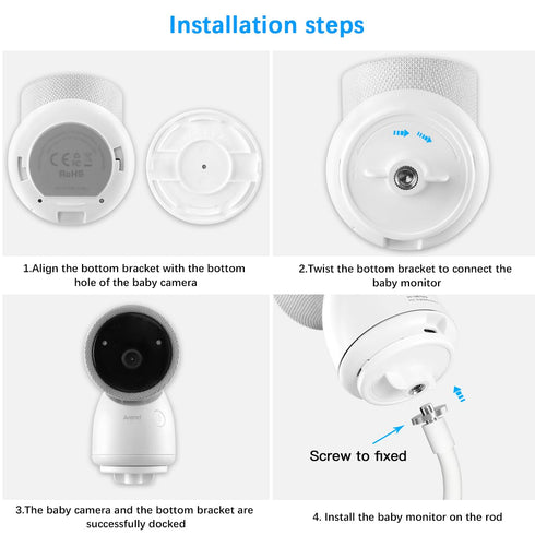 Clip Mount for Arenti Baby Monitor, No Tools or Wall Damage (White)
