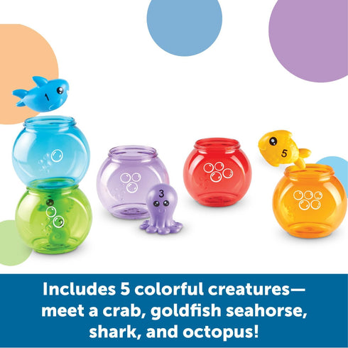 Learning Resources Peekaboo Fishbowl Friends - 10 Pieces, Educational Baby Toys for 18 Months+, Learning and Bath Toys
