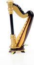 Wooden Miniature Harp - 3.54"x1.97"x0.91" Musical Instrument Replica for Dollhouse Decoration