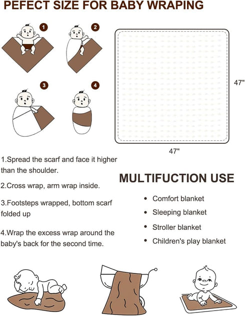 White Baby Blankets, Neutral Muslin Cotton Blanket for Unisex Girls and Boys, Solid Toddler Blanket 43-12