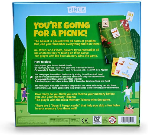 6 2-4 Card Game - I Went for a Picnic, Fun Memory Game for Kids Ages and Up, Cognitive & Concentration Building, Gifts
