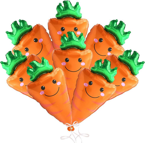 8 Pack Cute Carrot Balloons Farmer Vegetable Decoration Fruit Veggie Farm Food Party Supplies For Birthday Picnic