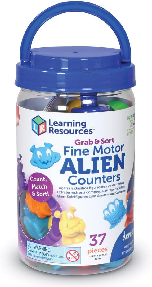 Learning Resources Grab & Sort Fine Motor Alien Counters, 37 Pieces, Toddler Learning Toys, Math Manipulatives for Kids