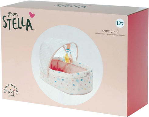 Stella's Dreamy Baby Doll Crib with Canopy & Mobile - Soft Fabric Design