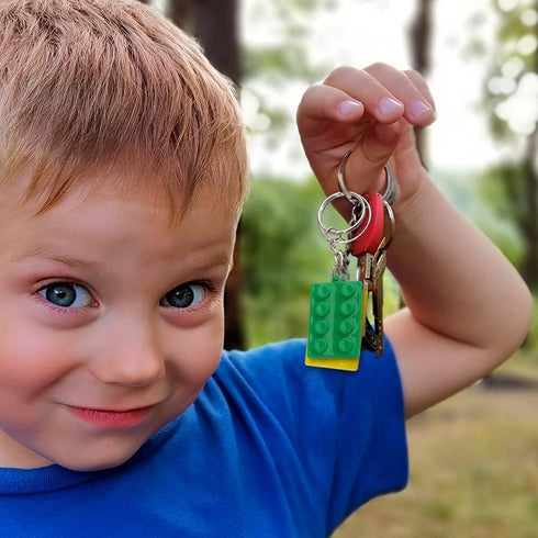 ArtCreativity Set of 12 Building Block Keychains, Fun Key Chains for Backpack, Purse, Luggage, Birthday Party Favors
