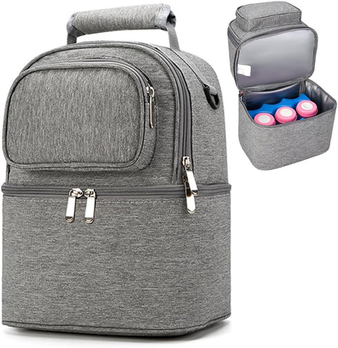 JforSJizT Breastmilk Bottles Cooler Bag with Ice Pack,Nylon Breast Pump Bag Backpack with