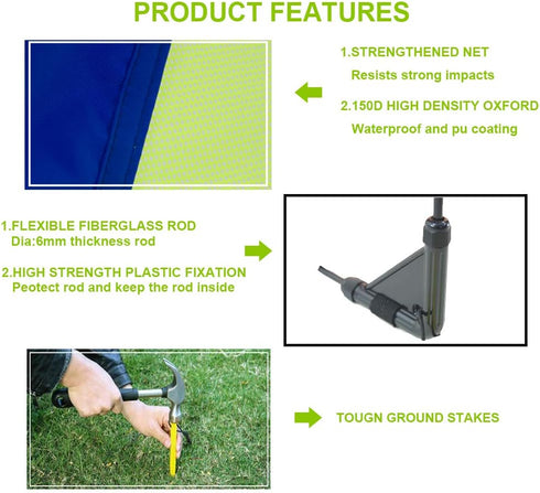 Poray Soccer Goal for Kids, Easy-up Set of Two Portable 4FT Soccer Nets with 8 Field Marker Cones and Extra Stakes