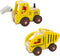 Wooden Push Car Toys for Infants, 2 Pcs Baby Vehicle Toys for 18 Months, Excavator + Truck