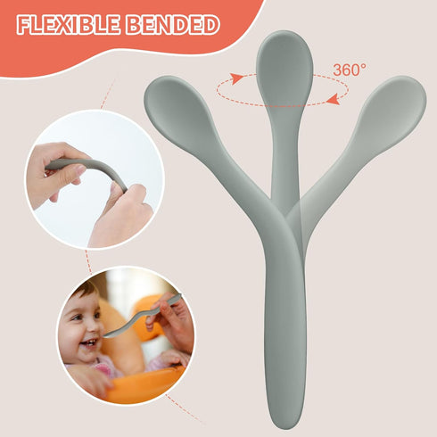 6-Piece Silicone Baby Feeding Spoons for Infants, Soft-Tip Training Spoon, Dishwasher Safe Baby Utensils Feeding