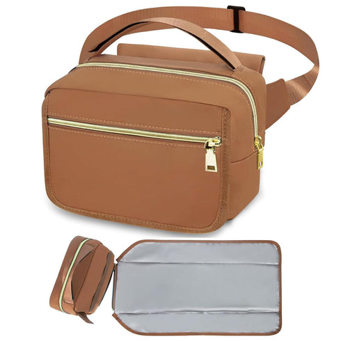 printe Small Diaper Bag with Portable Changing Pad, Crossbody Diaper Pack with