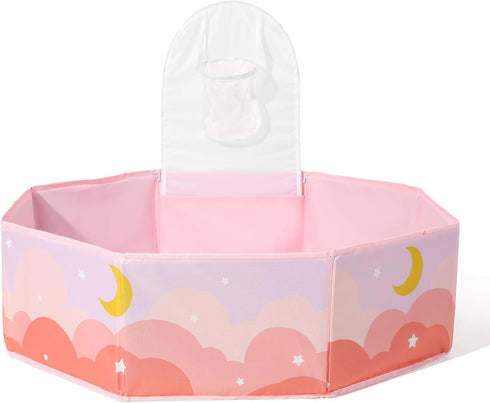 GOGOSO Large Pink Ball Pit for Toddlers, Sturdy Play Ball Pool with Basketball Hoop for Kids, Dogs, and Cats (Balls Not