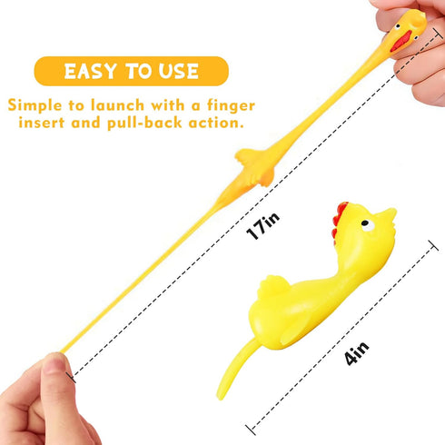 TEESSUE 40 Pcs Flying Chicken Slingshot Party Favors for Kids Adults, Bulk Gag Goodie Bags Stuffers for Kids, Rubber
