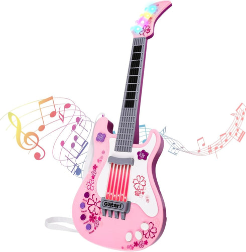 M SANMERSEN Kids Electric Toy Music Pink Guitars for Girl, with Strap