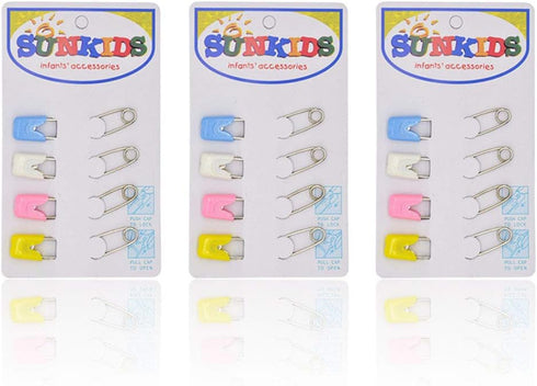 NX Garden 12pcs Curved Safety Pins Plastic Head Safety Locking Baby Cloth Diaper Nappy Pins for Baby Care