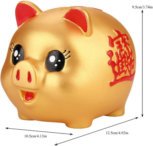 Creative Golden Piggy Bank, Large Capacity Cute Plastic Pig Toy, Anti-Fall Money Cash Collectible Saving Box for Kids
