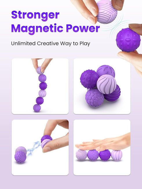 6PCS Silicone Magnetic Fidget Balls for Adults - Stress Relief Sensory Toys for Anxiety & ADHD, Quiet Office Desk Toys