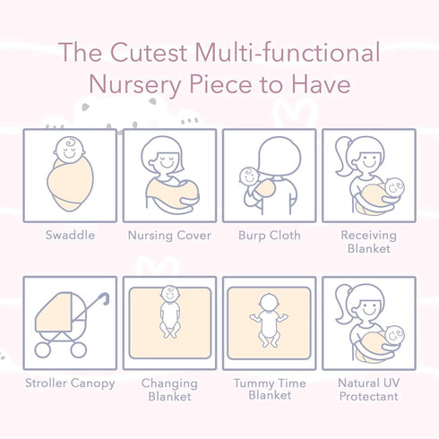 Little Jump Stretchy Jersey Knit Swaddle Blankets, Premium Cotton Floral Baby Quilt for Girls