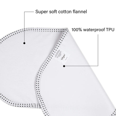 TILLYOU 6 Pack Waterproof Changing Pad Liners, 100% Cotton Reusable Cloth Diaper Liners, White