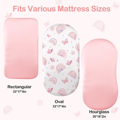 2 Pack Unicorn Castle Satin Bassinet Sheets Baby Soft for Baby Hair Skin Fitted Bedside Bassinet Sheets for Newborn