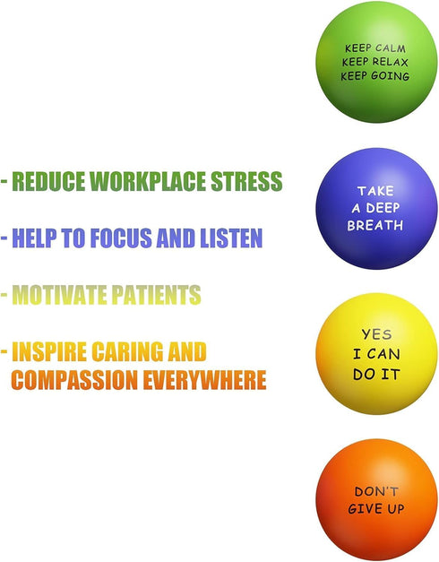 KDG Motivational Stress Balls (4 Pack) - Stress Relief Ball with Quotes to Relieve Anxiety and Manage Anger