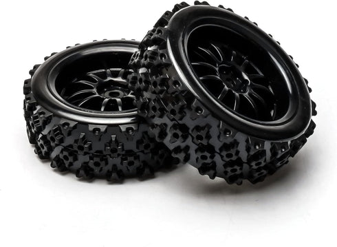 JIUWU 4pcs RC 1:10 Rubber Tires - Car Crossing Wheels Rims Hex 12MM, Black