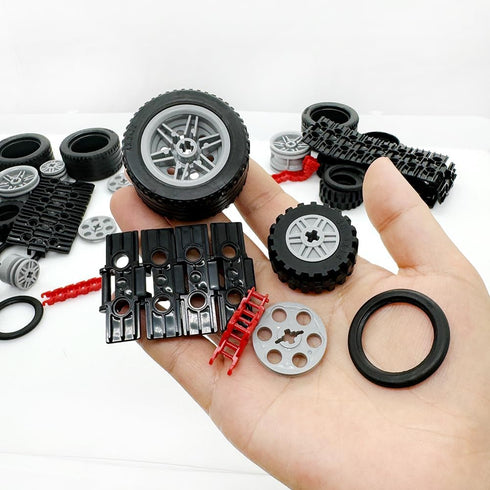 Miutrue 6yrs+ Technical Parts Car Gears Wheels Treads Chain Links Building Blocks Accessories Pieces kit Construction