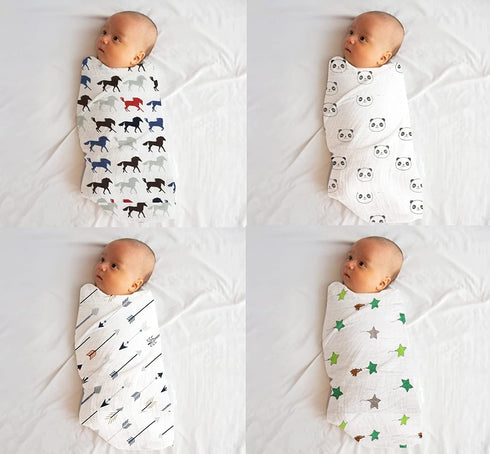 100% Pack 4, 47 47 inches,Gift Muslin Swaddle Blankets,Baby Swaddling Blankets for New Born, Baby Receiving Blankets