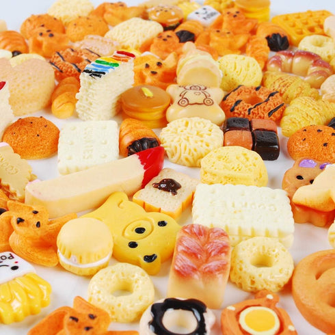 NWFashion 112PCS Miniature Dessert Pastry Toy Food Cake Topper Charms for Scrapbooking (Bread)