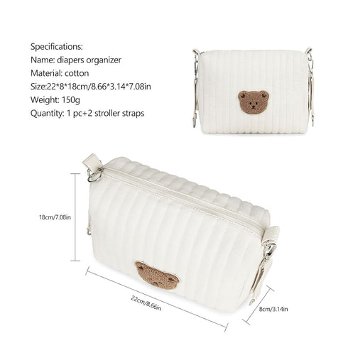 Genrico Packing Packing Diaper Bag Organizer - Bear Design Foldable Pouch | Portable Item Storage Cube with Zipper