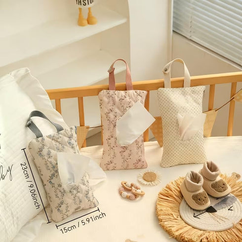 Floral Quilted Baby Wipe Holder - Portable Wet Wipes Pouch for Stroller and Car