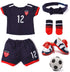 18-inch Girl Doll Clothes Accessories - Team USA 6 Piece Soccer Uniform with Headband, Shirt, Shorts, Socks