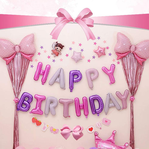 Bow Balloon Bowtie Pink Foil Mylar Balloons for Wedding, Bridal Shower, Gender Reveal Party Decoration (5PCS)