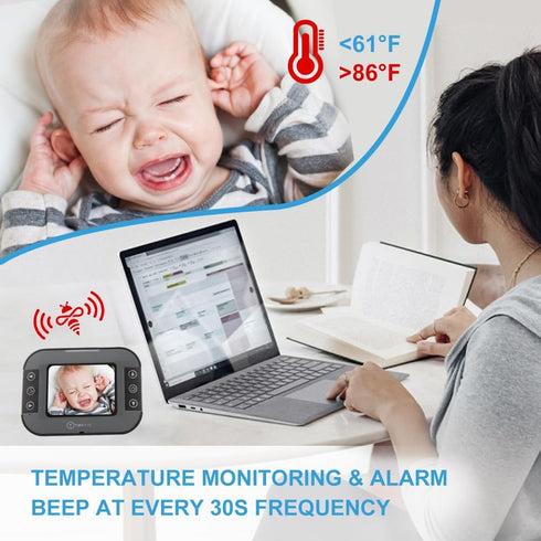 TimeFlys C240v 2.4" Warning,1000 Video Baby Monitor with Camera and Audio Screen, Auto Night Vision,Two Way Talk