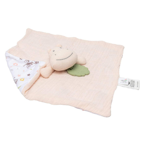 Hippo-Themed Comforter with Rubber Teether for Babies