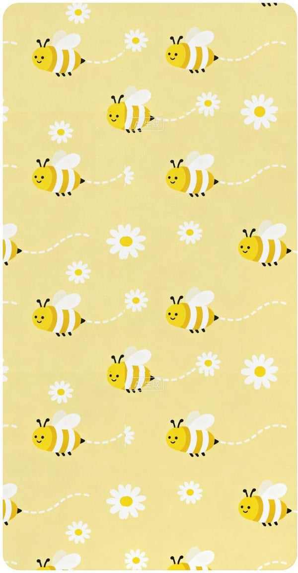 miaozhen Cotton Baby Crib Sheets for Boys Girls Comfy Breathable Bumble Bees Yellow