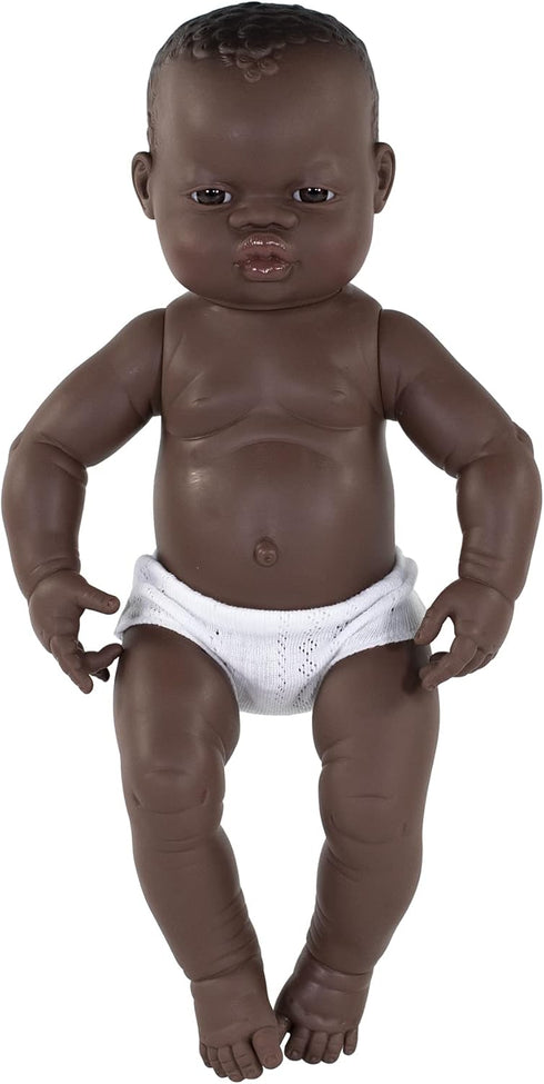 Miniland Educational 15.75'' Anatomically Correct Newborn Baby Doll, African Girl