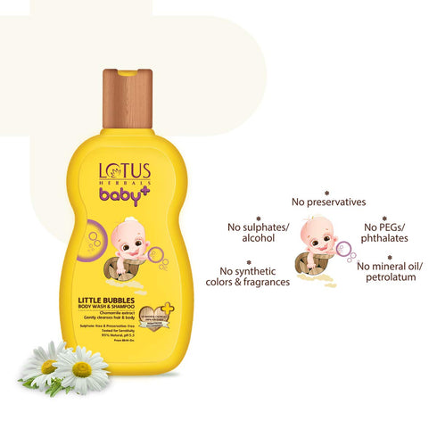 Lotus Herbals 200ml Baby+ Little Bubbles Body Wash and Shampoo