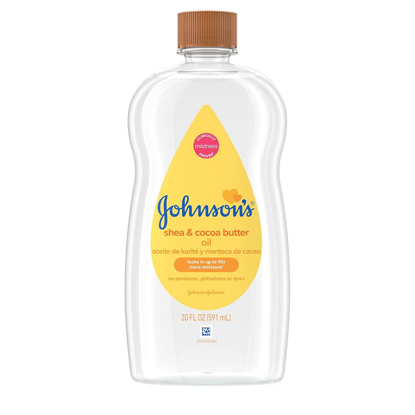 Johnson's Baby Oil, 20 fl. oz - Mineral Oil Enriched with Shea & Cocoa Butter for Moisture Retention