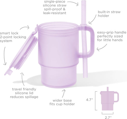 11 oz, 1 Olababy Clear Sense Silicone Tumbler with Handle & Straw Toddler & Kids Spill Proof Sippy Cup, Leak Resistant