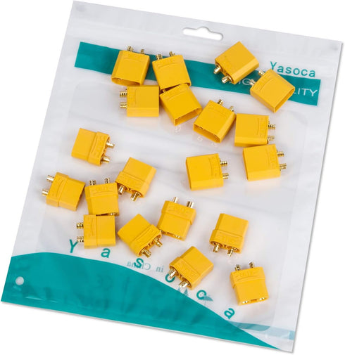 10 Pairs XT90 Battery Connector Set, 10 Male & 10 Female Connectors for RC LiPo Battery Motor