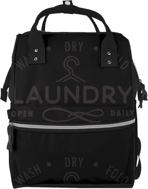 Mosytuky Diaper Bag Backpack For Women, Laundry Wash Dry And Fold Sign,Open Daily