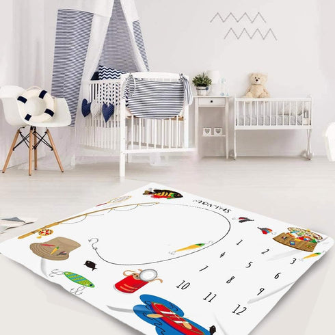 Baby Monthly Milestone Blanket Go Fishing, 48x40in Newborn Memory Blanket BTZDME3