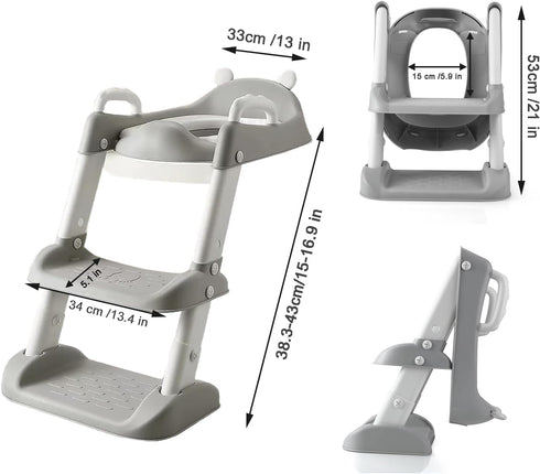 PandaEar Toilet Potty Training Seat with Step Stool Ladder, Comfortable Safe Potty Seat with Anti-Slip Pads Ladder
