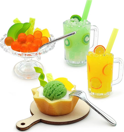 DSHMIXIA Set 8+ Set) DIY Mini Cream Foods Toy Making Material Kit Kitchen Pretend Play Food for Kids Age Make Your Food