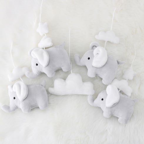 12 The Peanutshell Crib Mobile for Girls or Boys - Soft Grey Musical Baby Crib Mobile with Lullabies, Cute Elephant